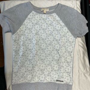 Michael Kors Cream and Gray Lace Top